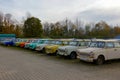 A row of old trabant cars Royalty Free Stock Photo