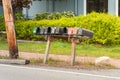 Row of old traditional american letter boxes along of a Long Grove road Royalty Free Stock Photo