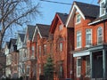 Row of old Victorian style brick houses