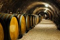 Old wine barrels in a wine cellar Royalty Free Stock Photo