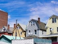 Row of Old Wood Homes in Woodside Queens New York Royalty Free Stock Photo