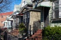 Row of Old Homes in Elmhurst Queens	New York Royalty Free Stock Photo