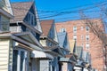 Row of Old Brick and Wood Homes in Elmhurst Queens New York Royalty Free Stock Photo