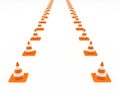 Row of orange traffic cones