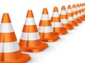 Row of orange traffic cones