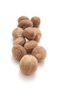 Row of Organic Nutmeg Seed. Royalty Free Stock Photo