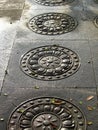 Row of Ornate Floor Tiles with circular pattern