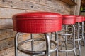 Row os Shiny Red Vintage Diner Stools