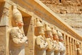 Row of Osiris statues at Hatshepsut temple Royalty Free Stock Photo