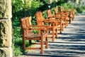 Row of outdoor garden seats