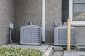 Row of outdoor residential air conditioning units Royalty Free Stock Photo