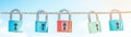A row of padlocks on rope, symbolizing love, security, and lasting commitment Royalty Free Stock Photo