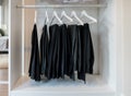 Row of pants hanging on coat hanger Royalty Free Stock Photo