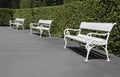 Row of park benches Royalty Free Stock Photo