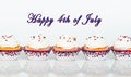 Row of patriotic Fourth of July celebration cupcakes Royalty Free Stock Photo