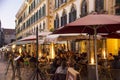 Row of Pavement Cafes in Malaga on January Evening