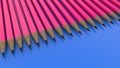 Row of pencils on blue.3d illustration Royalty Free Stock Photo