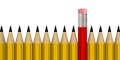 Row pencils on white background. Isolated 3d illustration Royalty Free Stock Photo