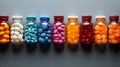 Row of pill bottles Royalty Free Stock Photo