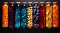 Row of pill bottles Royalty Free Stock Photo