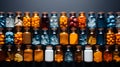 Row of pill bottles Royalty Free Stock Photo