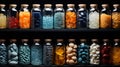 Row of pill bottles Royalty Free Stock Photo