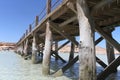 Row of pillars on the dock on Paradise island, Egypt