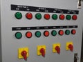a row pilot lamp, push button and selector switch Royalty Free Stock Photo