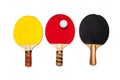 Row of ping pong paddles on white Royalty Free Stock Photo