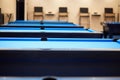 Row of pool tables in billiard Royalty Free Stock Photo