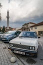 Cars parked in front of Mosque in Ohrid