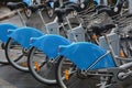 Row of public bicycles in Luxembourg Royalty Free Stock Photo