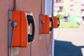 Row of public payphones Royalty Free Stock Photo