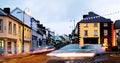 Row of pubs and bars in the city of Ballycastle, Causeway coast in Northern Ireland, UK