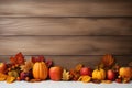 A Row Of Pumpkins And Leaves On A Table Royalty Free Stock Photo