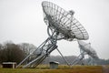 A row of radio telescope dishes Royalty Free Stock Photo