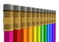 Row of rainbow pencils Royalty Free Stock Photo