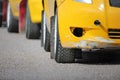 Row of rally racing car at start line Royalty Free Stock Photo