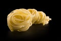 Row raw dry nest pasta