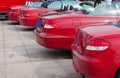 Row of red cabriolets Royalty Free Stock Photo