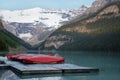 Row of canoes, Banff National Park Royalty Free Stock Photo