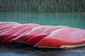 Row of canoes, Banff National Park Royalty Free Stock Photo