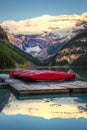 Row of canoes, Banff National Park Royalty Free Stock Photo