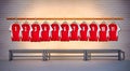 Row of Red Football shirts Shirts 1-11 Royalty Free Stock Photo