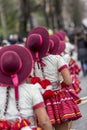 Row of Red Hats - Carnaval de Paris 2018 Royalty Free Stock Photo
