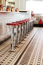 Bar stools in a fifties style diner.