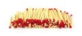 Row Red Tipped Wooden Matches Royalty Free Stock Photo