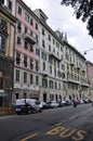 Row of Residential Buildings from Downtown of Genoa City. Liguria, Italy Royalty Free Stock Photo