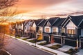 Row of residential townhomes or townhouses in suburb, Concept of real estate development, housing market and