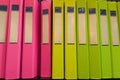 Row of ring binders on display Royalty Free Stock Photo